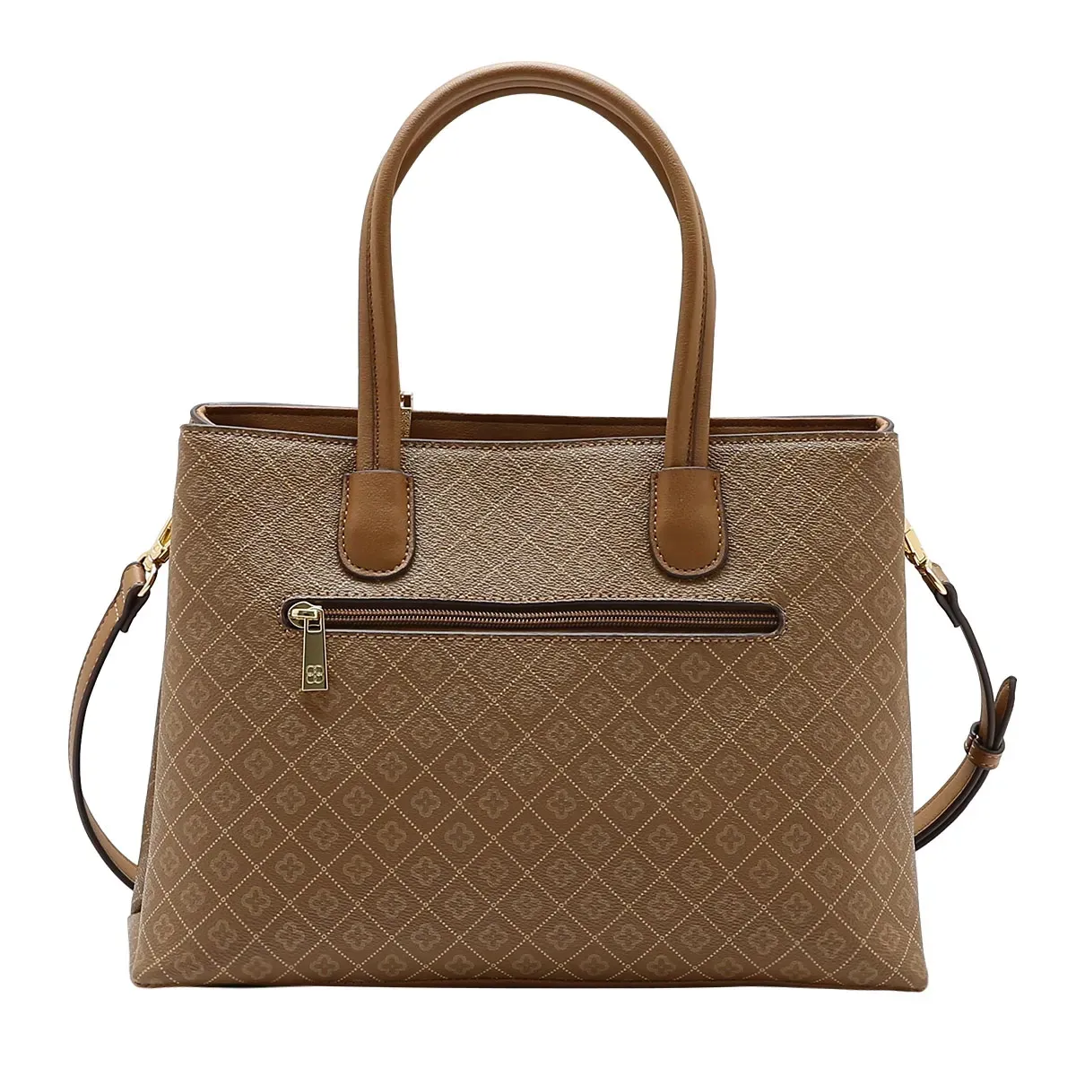 Bolsa feminina Chenson bege vista traseira com zíper externo